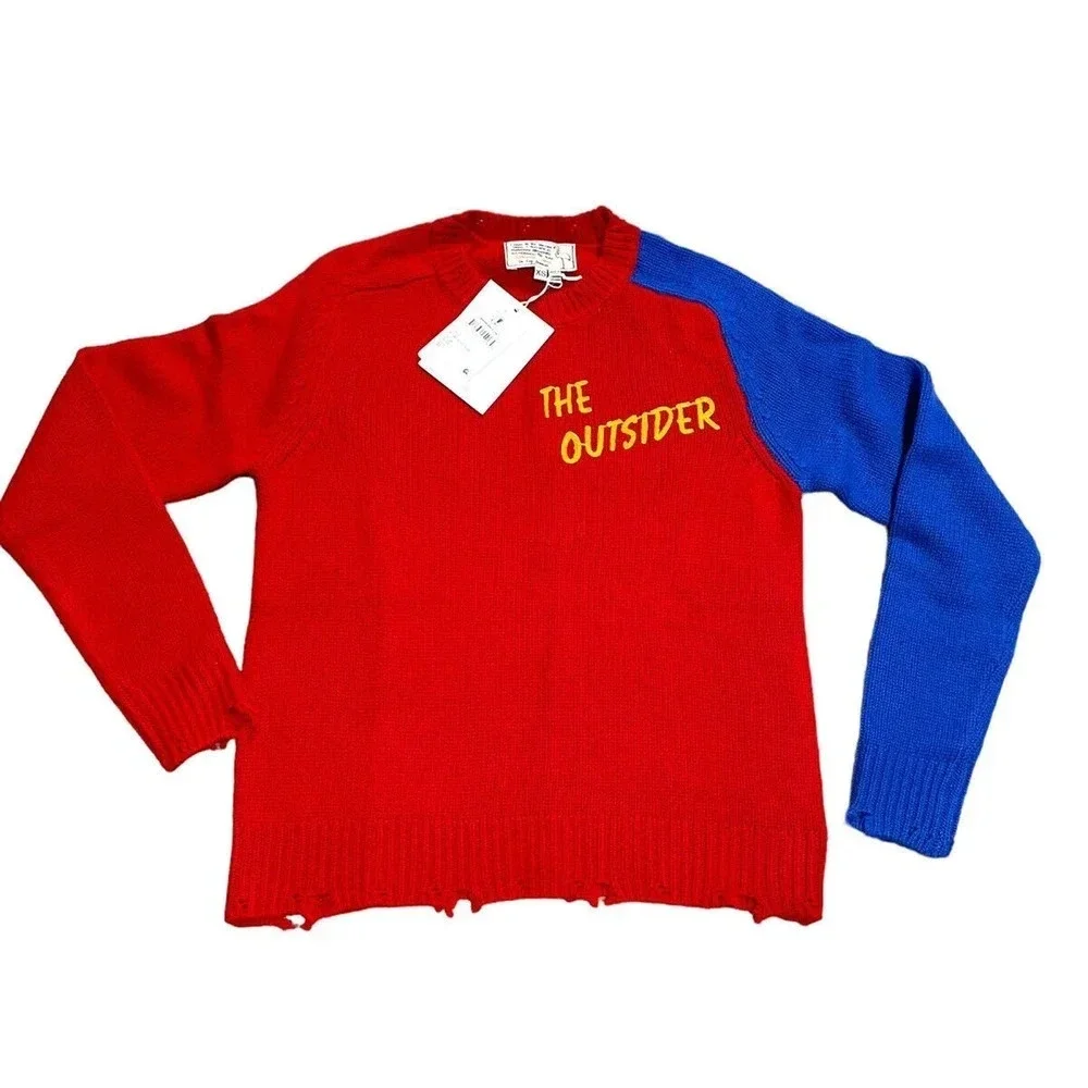 Free People Sandrine Rose Sweater Colorblock Cashmere Blend Red XS The Outsider
